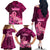 Polynesia Breast Cancer Family Matching Off Shoulder Long Sleeve Dress and Hawaiian Shirt Butterfly and Flowers Ribbon Maori Tattoo Ethnic Pink Style LT03 - Polynesian Pride