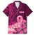 Polynesia Breast Cancer Family Matching Short Sleeve Bodycon Dress and Hawaiian Shirt Butterfly and Flowers Ribbon Maori Tattoo Ethnic Pink Style LT03 Dad's Shirt - Short Sleeve Pink - Polynesian Pride