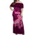 Polynesia Breast Cancer Off Shoulder Maxi Dress Butterfly and Flowers Ribbon Maori Tattoo Ethnic Pink Style LT03 Women Pink - Polynesian Pride