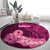 Polynesia Breast Cancer Round Carpet Butterfly and Flowers Ribbon Maori Tattoo Ethnic Pink Style LT03 - Polynesian Pride