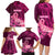 Custom Polynesia Breast Cancer Family Matching Long Sleeve Bodycon Dress and Hawaiian Shirt Butterfly and Flowers Ribbon Maori Tattoo Ethnic Pink Style LT03 - Polynesian Pride