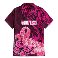 Custom Polynesia Breast Cancer Family Matching Mermaid Dress and Hawaiian Shirt Butterfly and Flowers Ribbon Maori Tattoo Ethnic Pink Style LT03 - Polynesian Pride