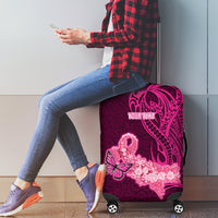 Custom Polynesia Breast Cancer Luggage Cover Butterfly and Flowers Ribbon Maori Tattoo Ethnic Pink Style LT03 - Polynesian Pride