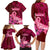 Polynesia Breast Cancer Family Matching Long Sleeve Bodycon Dress and Hawaiian Shirt Butterfly and Flowers Ribbon Maori Tattoo Ethnic Red Style LT03 - Polynesian Pride