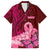 Polynesia Breast Cancer Family Matching Long Sleeve Bodycon Dress and Hawaiian Shirt Butterfly and Flowers Ribbon Maori Tattoo Ethnic Red Style LT03 Dad's Shirt - Short Sleeve Red - Polynesian Pride