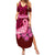 Polynesia Breast Cancer Family Matching Summer Maxi Dress and Hawaiian Shirt Butterfly and Flowers Ribbon Maori Tattoo Ethnic Red Style LT03 Mom's Dress Red - Polynesian Pride