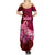 Polynesia Breast Cancer Family Matching Summer Maxi Dress and Hawaiian Shirt Butterfly and Flowers Ribbon Maori Tattoo Ethnic Red Style LT03 - Polynesian Pride