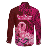 Polynesia Breast Cancer Family Matching Tank Maxi Dress and Hawaiian Shirt Butterfly and Flowers Ribbon Maori Tattoo Ethnic Red Style LT03 - Polynesian Pride