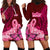 Polynesia Breast Cancer Hoodie Dress Butterfly and Flowers Ribbon Maori Tattoo Ethnic Red Style LT03 - Polynesian Pride