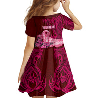 Custom Polynesia Breast Cancer Family Matching Off Shoulder Long Sleeve Dress and Hawaiian Shirt Butterfly and Flowers Ribbon Maori Tattoo Ethnic Red Style LT03 - Polynesian Pride