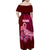 Custom Polynesia Breast Cancer Family Matching Off Shoulder Maxi Dress and Hawaiian Shirt Butterfly and Flowers Ribbon Maori Tattoo Ethnic Red Style LT03 - Polynesian Pride