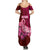 Custom Polynesia Breast Cancer Family Matching Summer Maxi Dress and Hawaiian Shirt Butterfly and Flowers Ribbon Maori Tattoo Ethnic Red Style LT03 - Polynesian Pride