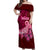 Custom Polynesia Breast Cancer Off Shoulder Maxi Dress Butterfly and Flowers Ribbon Maori Tattoo Ethnic Red Style LT03 Women Red - Polynesian Pride