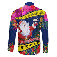 Cook Island Christmas Family Matching Mermaid Dress and Hawaiian Shirt Santa Claus Mix Maroro and Kakaia Hibiscus Flower Maori Pattern LT03 - Polynesian Pride