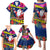 Cook Island Christmas Family Matching Puletasi Dress and Hawaiian Shirt Santa Claus Mix Maroro and Kakaia Hibiscus Flower Maori Pattern LT03 - Polynesian Pride