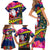 Cook Island Christmas Family Matching Short Sleeve Bodycon Dress and Hawaiian Shirt Santa Claus Mix Maroro and Kakaia Hibiscus Flower Maori Pattern LT03 - Polynesian Pride