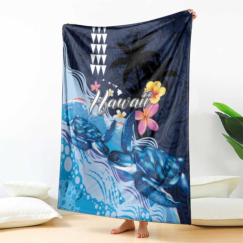 Hawaiian Honu Honi Ihu Blanket With Plumeria and Kakau Art Pattern LT03 - Polynesian Pride
