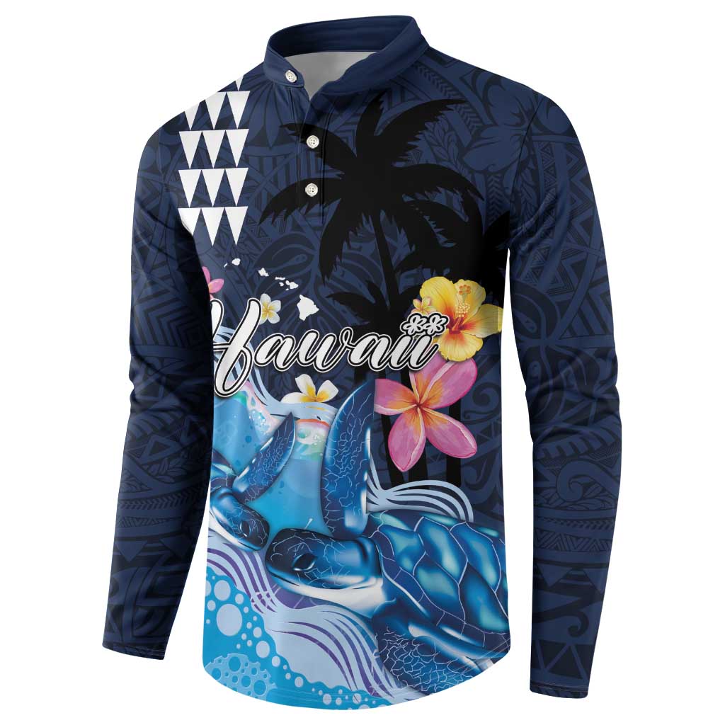 Hawaiian Honu Honi Ihu Button Sweatshirt With Plumeria and Kakau Art Pattern LT03 - Polynesian Pride