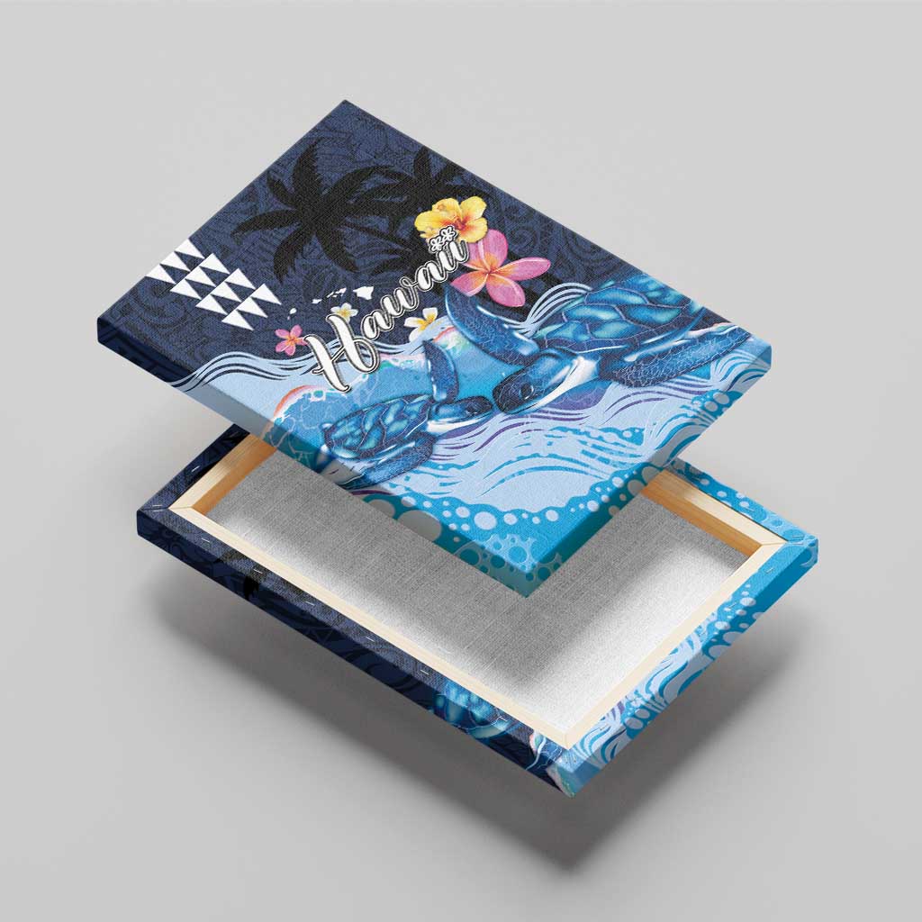 Hawaiian Honu Honi Ihu Canvas Wall Art With Plumeria and Kakau Art Pattern LT03 - Polynesian Pride