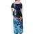 Hawaiian Honu Honi Ihu Family Matching Off Shoulder Maxi Dress and Hawaiian Shirt With Plumeria and Kakau Art Pattern