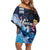 Hawaiian Honu Honi Ihu Family Matching Off Shoulder Short Dress and Hawaiian Shirt With Plumeria and Kakau Art Pattern