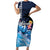 Hawaiian Honu Honi Ihu Family Matching Short Sleeve Bodycon Dress and Hawaiian Shirt With Plumeria and Kakau Art Pattern