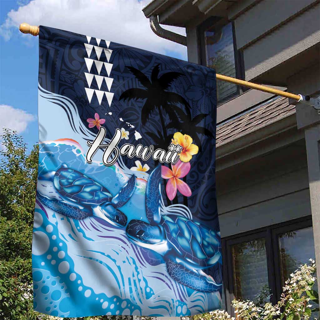 Hawaiian Honu Honi Ihu Garden Flag With Plumeria and Kakau Art Pattern LT03 - Polynesian Pride