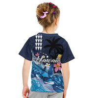 Hawaiian Honu Honi Ihu Kid T Shirt With Plumeria and Kakau Art Pattern