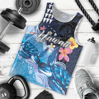 Hawaiian Honu Honi Ihu Men Tank Top With Plumeria and Kakau Art Pattern LT03 - Polynesian Pride
