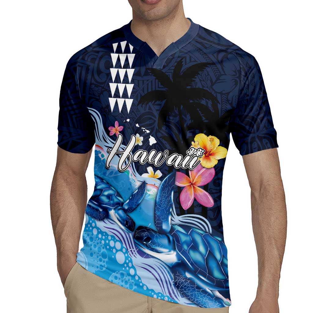Hawaiian Honu Honi Ihu Rugby Jersey With Plumeria and Kakau Art Pattern LT03 - Polynesian Pride