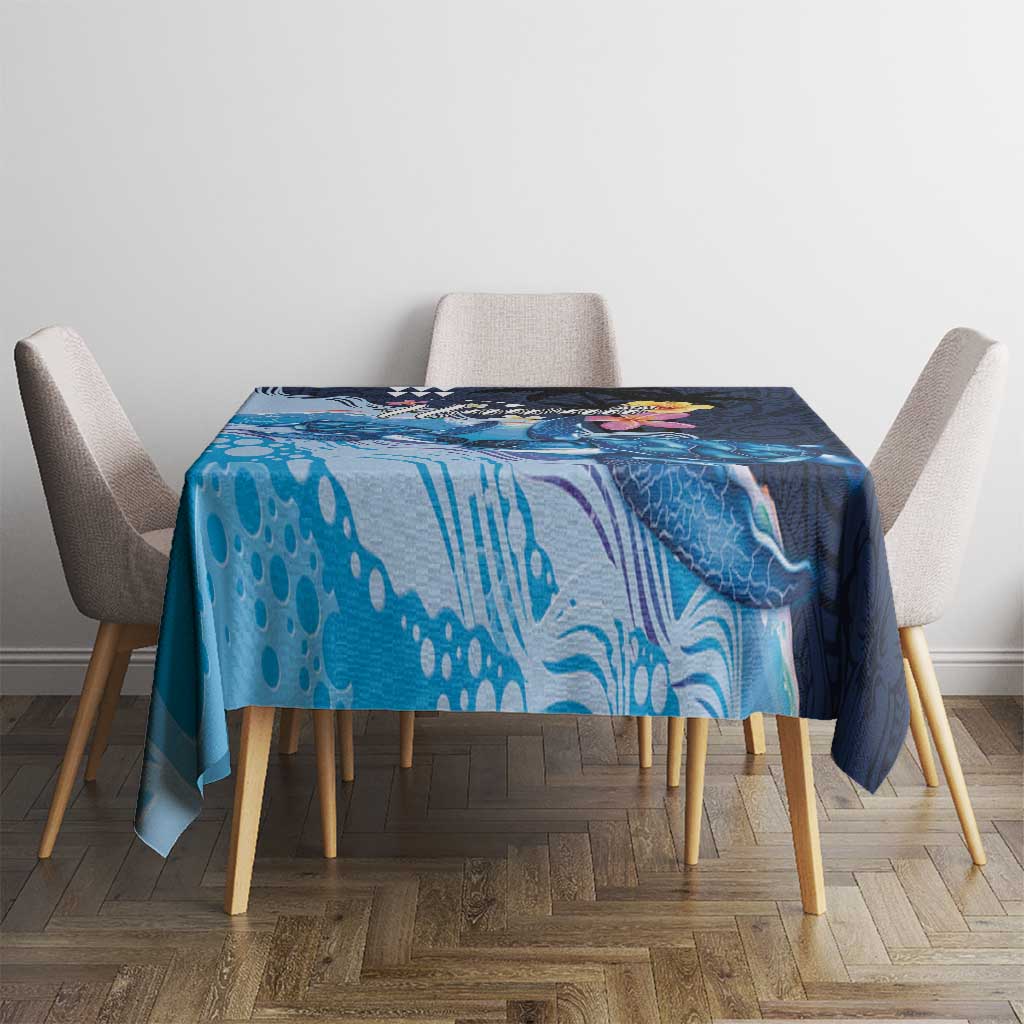 Hawaiian Honu Honi Ihu Tablecloth With Plumeria and Kakau Art Pattern LT03 - Polynesian Pride