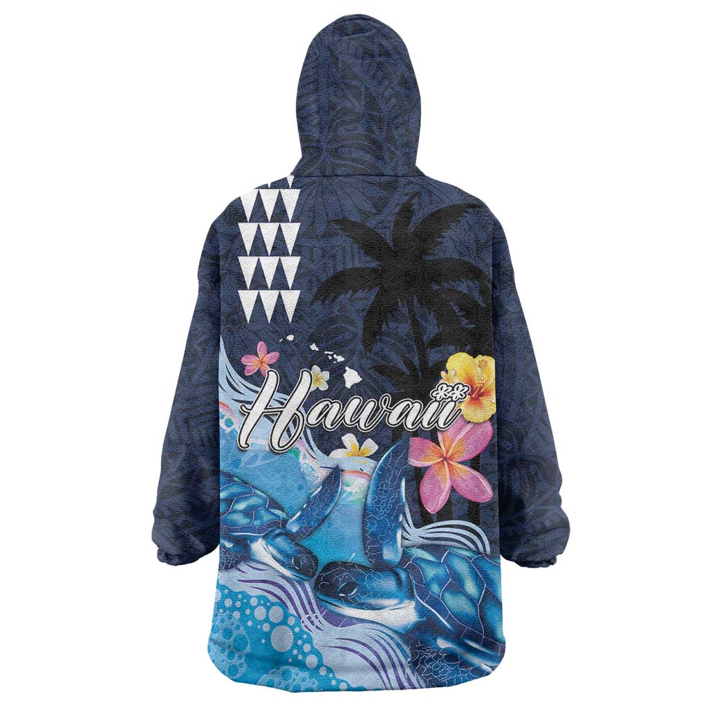 Hawaiian Honu Honi Ihu Wearable Blanket Hoodie With Plumeria and Kakau Art Pattern LT03 - Polynesian Pride