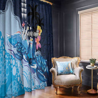Hawaiian Honu Honi Ihu Window Curtain With Plumeria and Kakau Art Pattern LT03 - Polynesian Pride