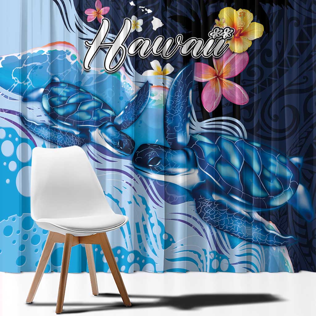 Hawaiian Honu Honi Ihu Window Curtain With Plumeria and Kakau Art Pattern LT03 - Polynesian Pride