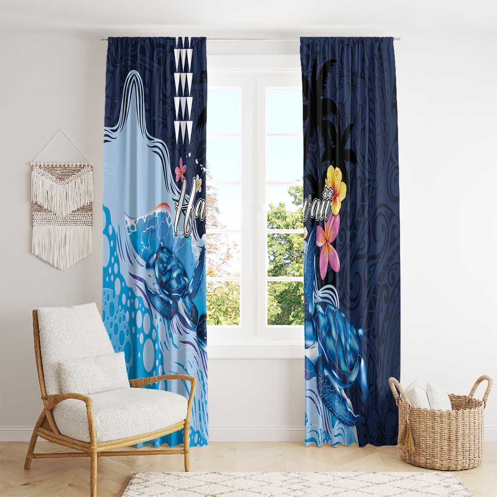 Hawaiian Honu Honi Ihu Window Curtain With Plumeria and Kakau Art Pattern LT03 - Polynesian Pride