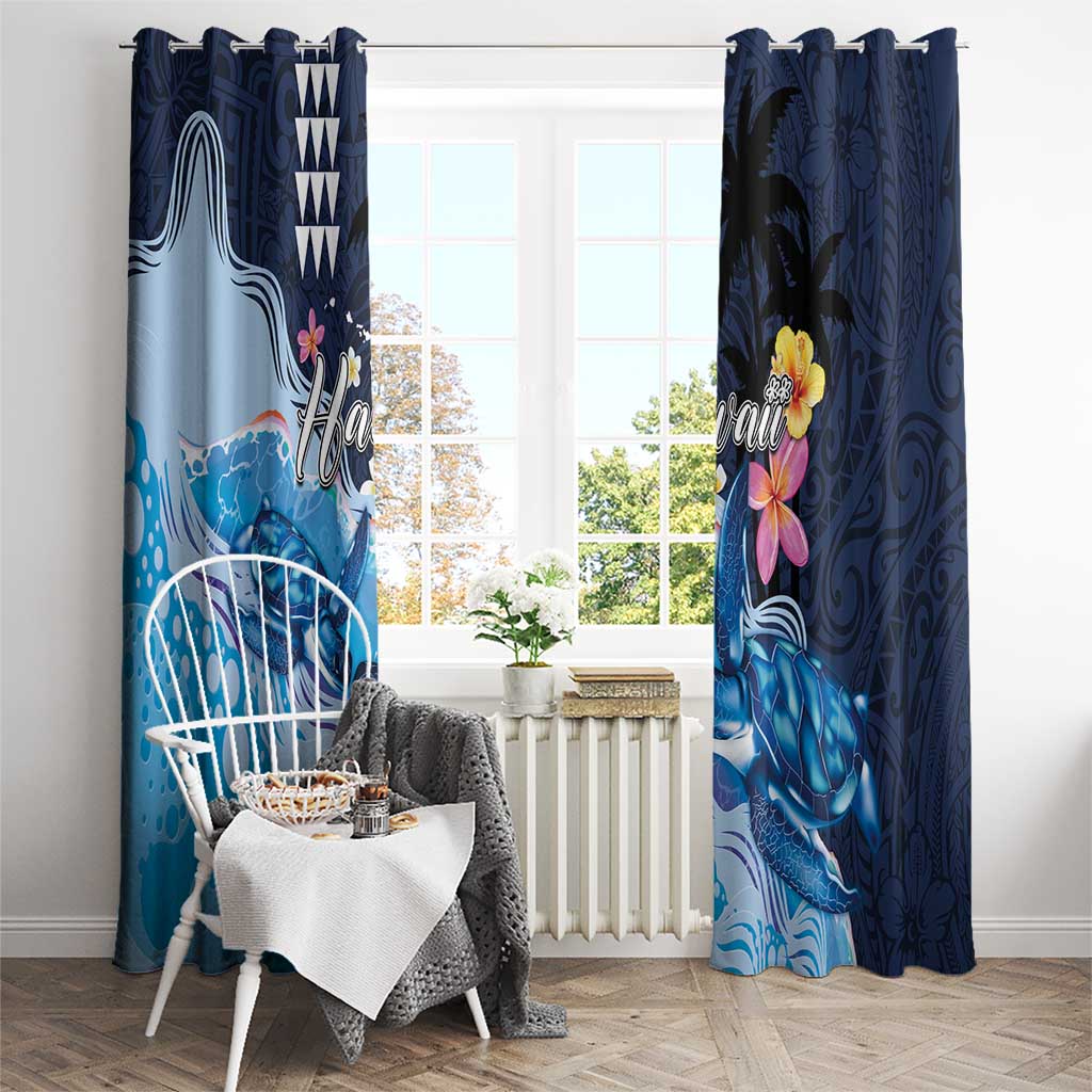 Hawaiian Honu Honi Ihu Window Curtain With Plumeria and Kakau Art Pattern LT03 - Polynesian Pride