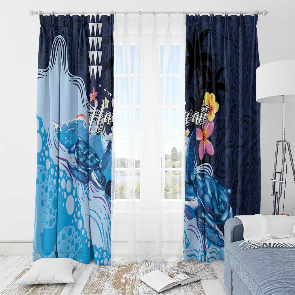 Hawaiian Honu Honi Ihu Window Curtain With Plumeria and Kakau Art Pattern LT03 - Polynesian Pride