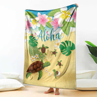Aloha Turtle Family on The Beach Blanket with Hawaiian Colorful Plumeria LT03 - Polynesian Pride