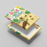 Aloha Turtle Family on The Beach Canvas Wall Art with Hawaiian Colorful Plumeria LT03 - Polynesian Pride