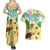 Aloha Turtle Family on The Beach Couples Matching Summer Maxi Dress and Hawaiian Shirt with Hawaiian Colorful Plumeria