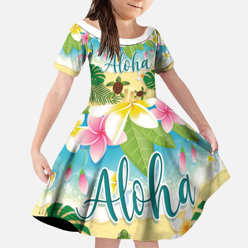 Aloha Turtle Family on The Beach Family Matching Mermaid Dress and Hawaiian Shirt with Hawaiian Colorful Plumeria
