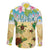 Aloha Turtle Family on The Beach Family Matching Off The Shoulder Long Sleeve Dress and Hawaiian Shirt with Hawaiian Colorful Plumeria