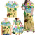 Aloha Turtle Family on The Beach Family Matching Off Shoulder Maxi Dress and Hawaiian Shirt with Hawaiian Colorful Plumeria