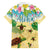 Aloha Turtle Family on The Beach Family Matching Off Shoulder Short Dress and Hawaiian Shirt with Hawaiian Colorful Plumeria