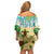 Aloha Turtle Family on The Beach Family Matching Off Shoulder Short Dress and Hawaiian Shirt with Hawaiian Colorful Plumeria