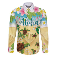 Aloha Turtle Family on The Beach Family Matching Short Sleeve Bodycon Dress and Hawaiian Shirt with Hawaiian Colorful Plumeria