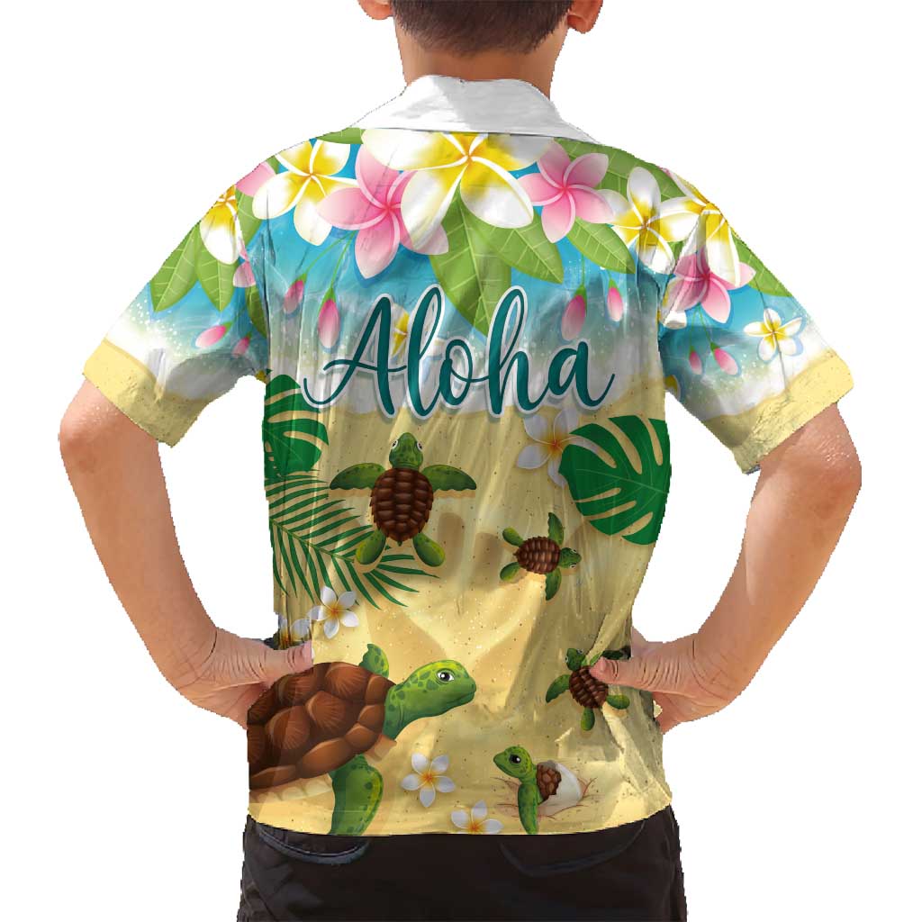Aloha Turtle Family on The Beach Family Matching Tank Maxi Dress and Hawaiian Shirt with Hawaiian Colorful Plumeria