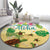 Aloha Turtle Family on The Beach Round Carpet with Hawaiian Colorful Plumeria