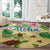 Aloha Turtle Family on The Beach Round Carpet with Hawaiian Colorful Plumeria