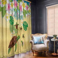Aloha Turtle Family on The Beach Window Curtain with Hawaiian Colorful Plumeria LT03 - Polynesian Pride